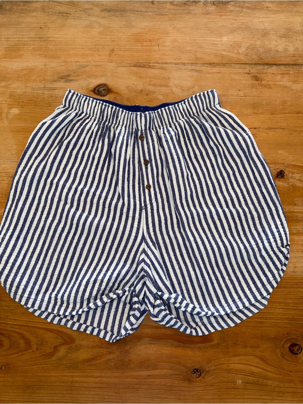 Free People Navy White Striped Textured Pull On Shorts XS